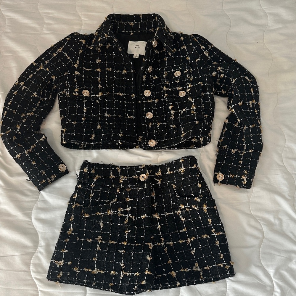 Stylish Kids Black and Cream Blazer Set
